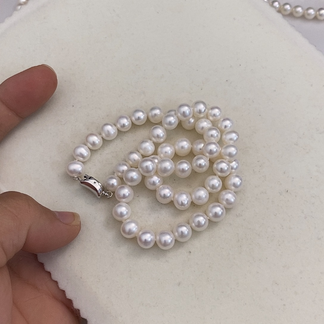 淡水珍珠银S925镶嵌颈饰