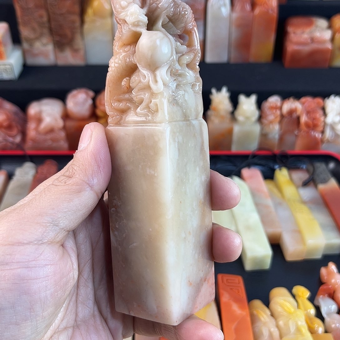 寿山石印石老挝石龙钮3.2印面