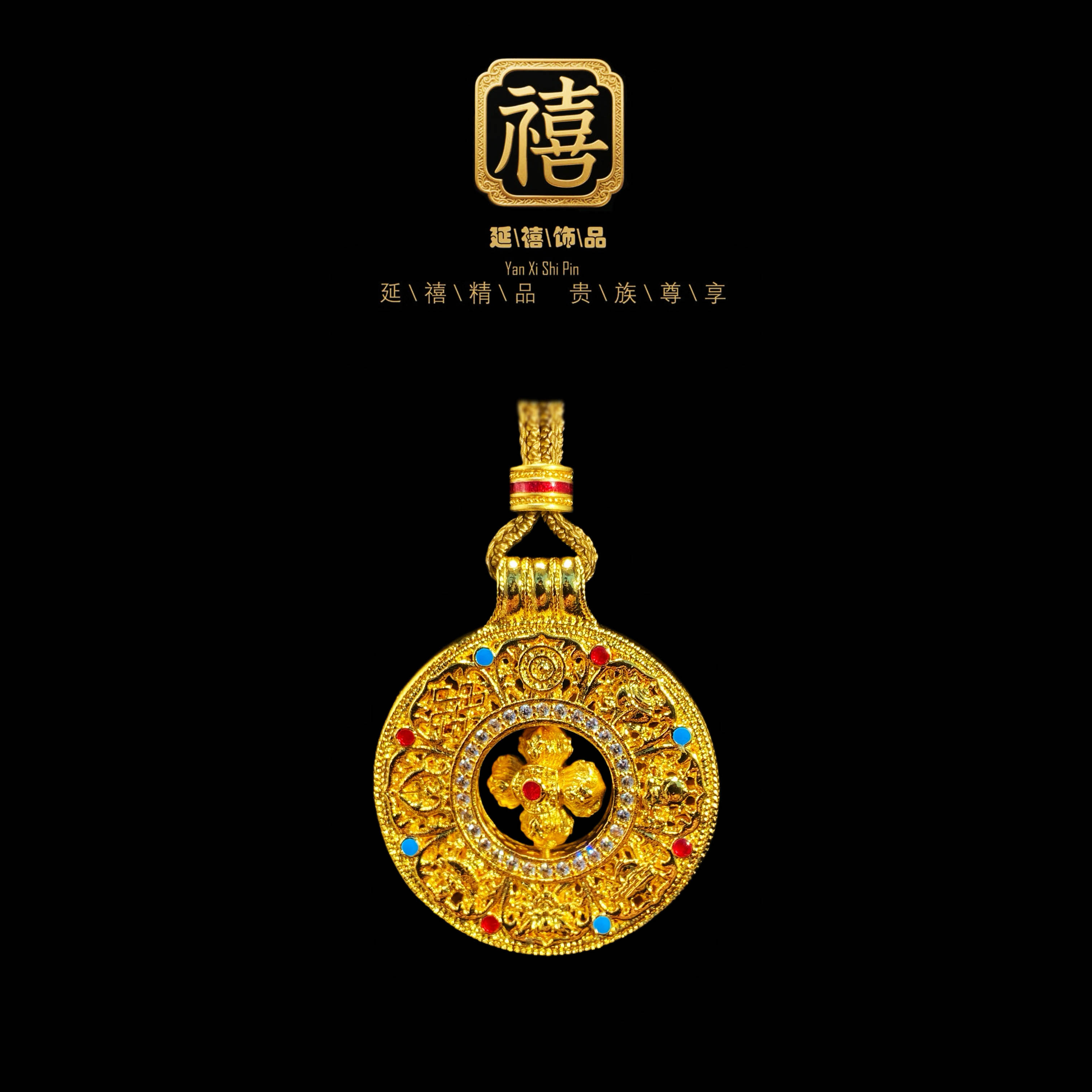 铜合金项链 新中式新款金刚杵罗盘项链毛衣链