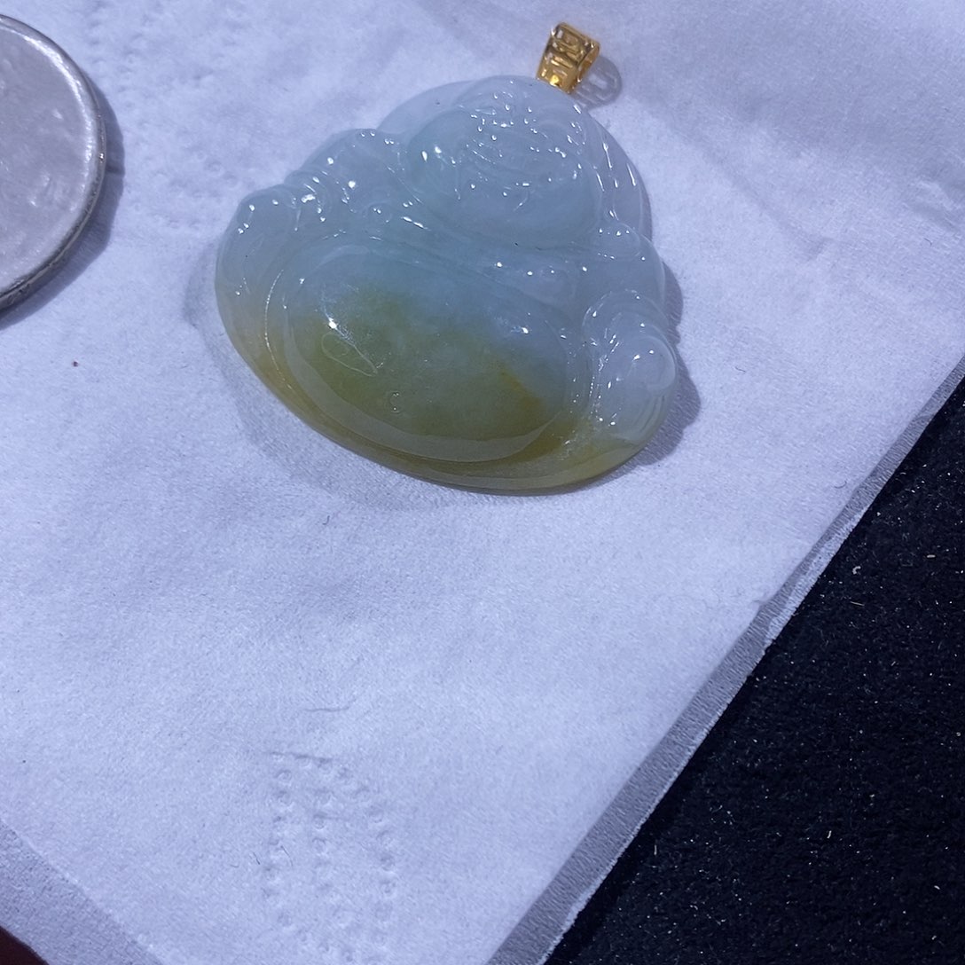 翡翠吊坠(不含链)18K金镶嵌