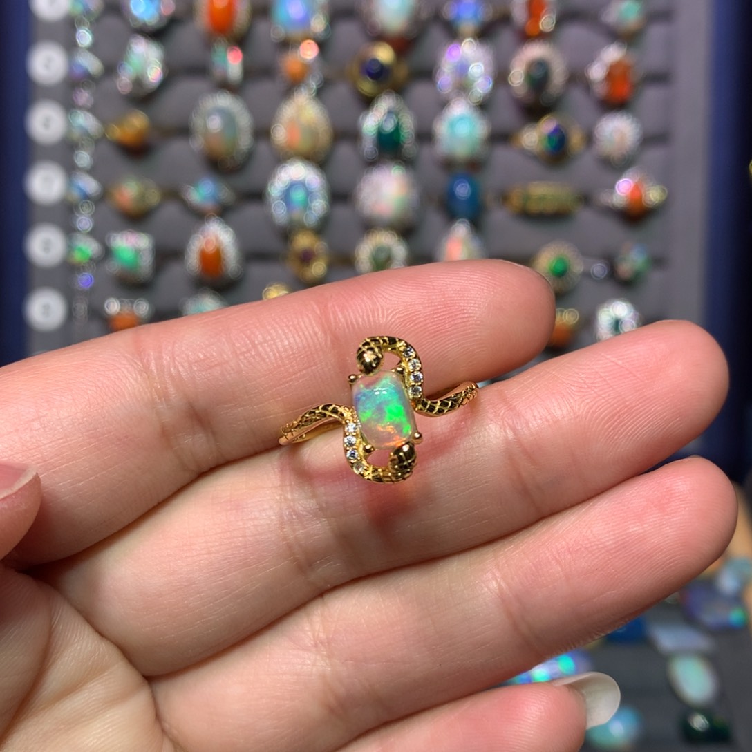 欧泊戒指款式银S925镶嵌