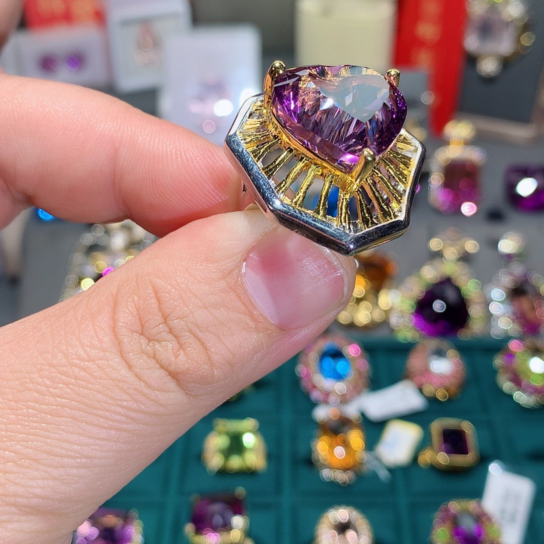 水晶戒指银S925镶嵌戒指