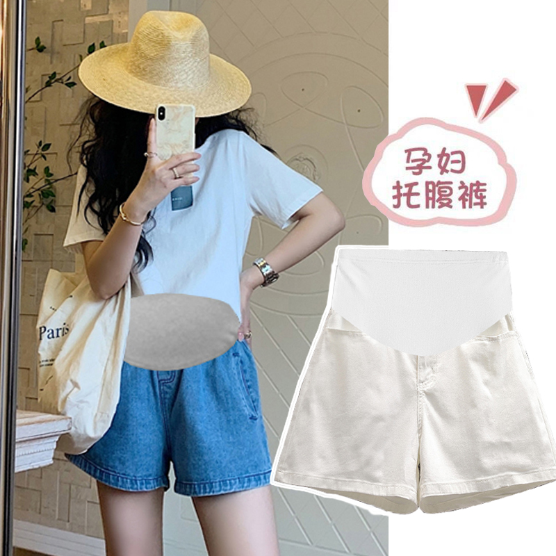 2025夏季薄款孕妇裤大码牛仔短裤宽松时尚显瘦阔腿裤时尚外穿中裤