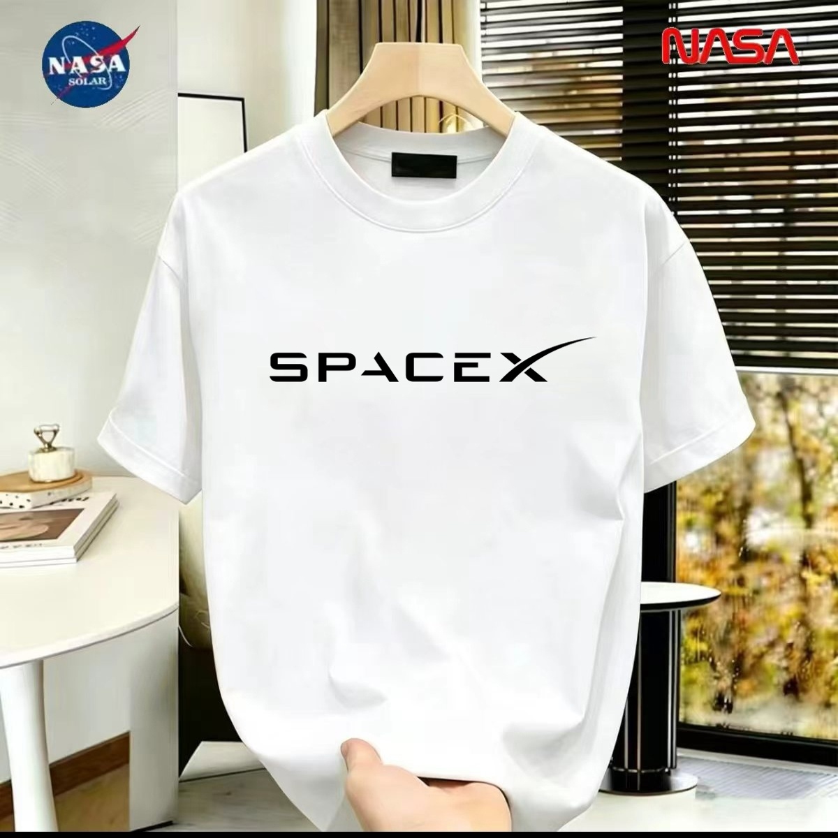 NASA联名纯棉夏季圆领短袖T恤微宽松时尚男女同款休闲百搭19
