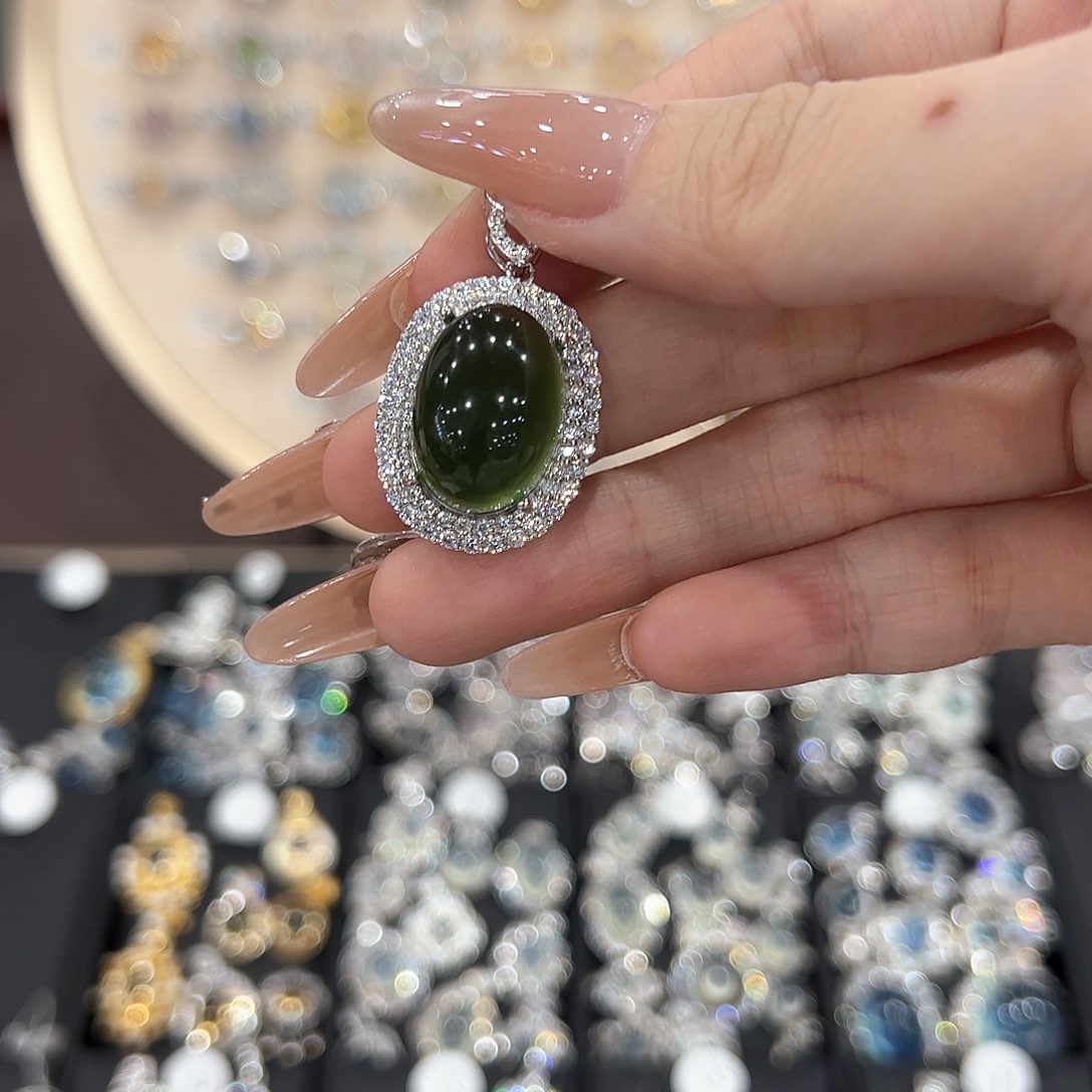 蛇纹石玉银S925镶嵌戒指6****2