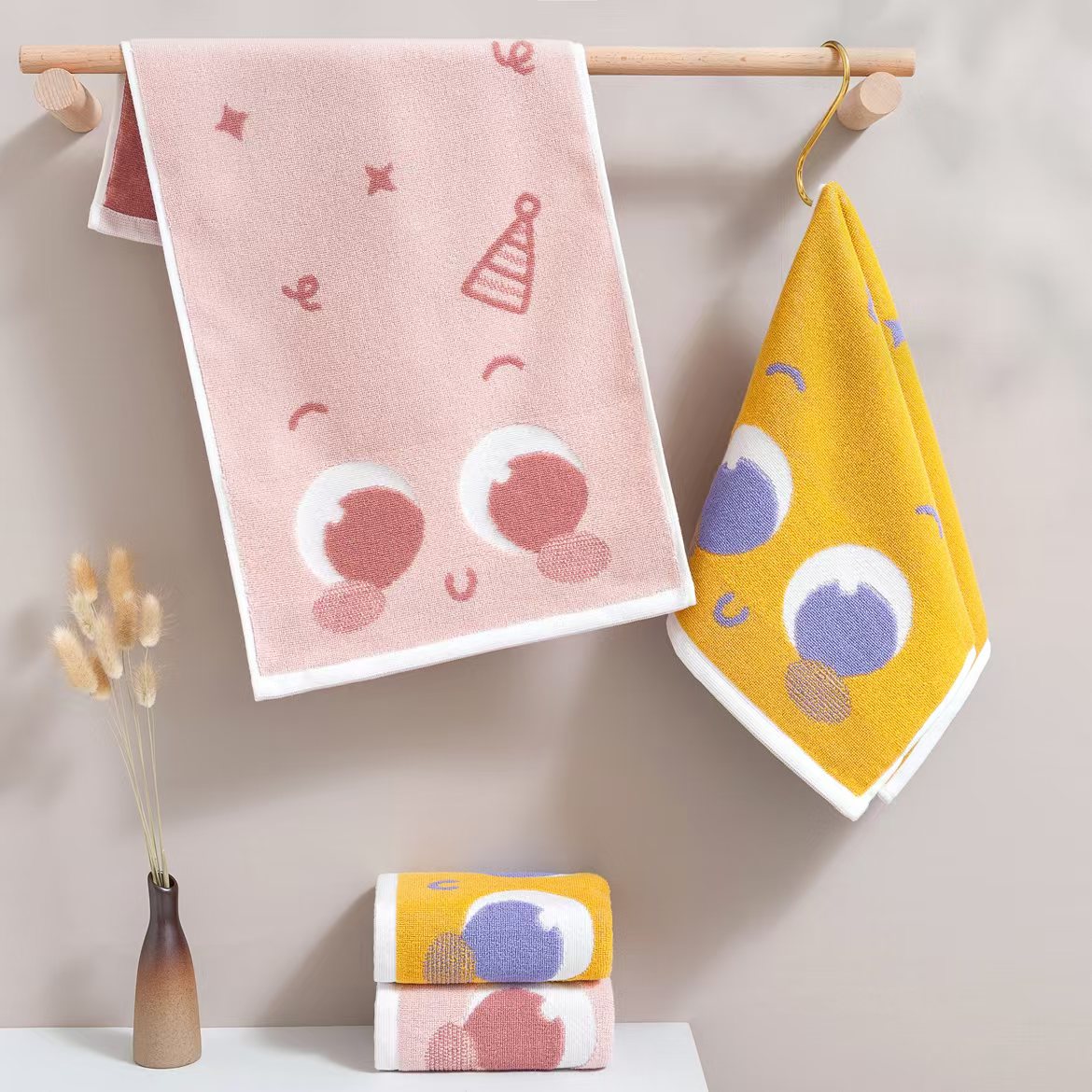 30*60cm纯棉中巾家用洗脸中号毛巾不掉毛柔软舒适吸水卡通可爱