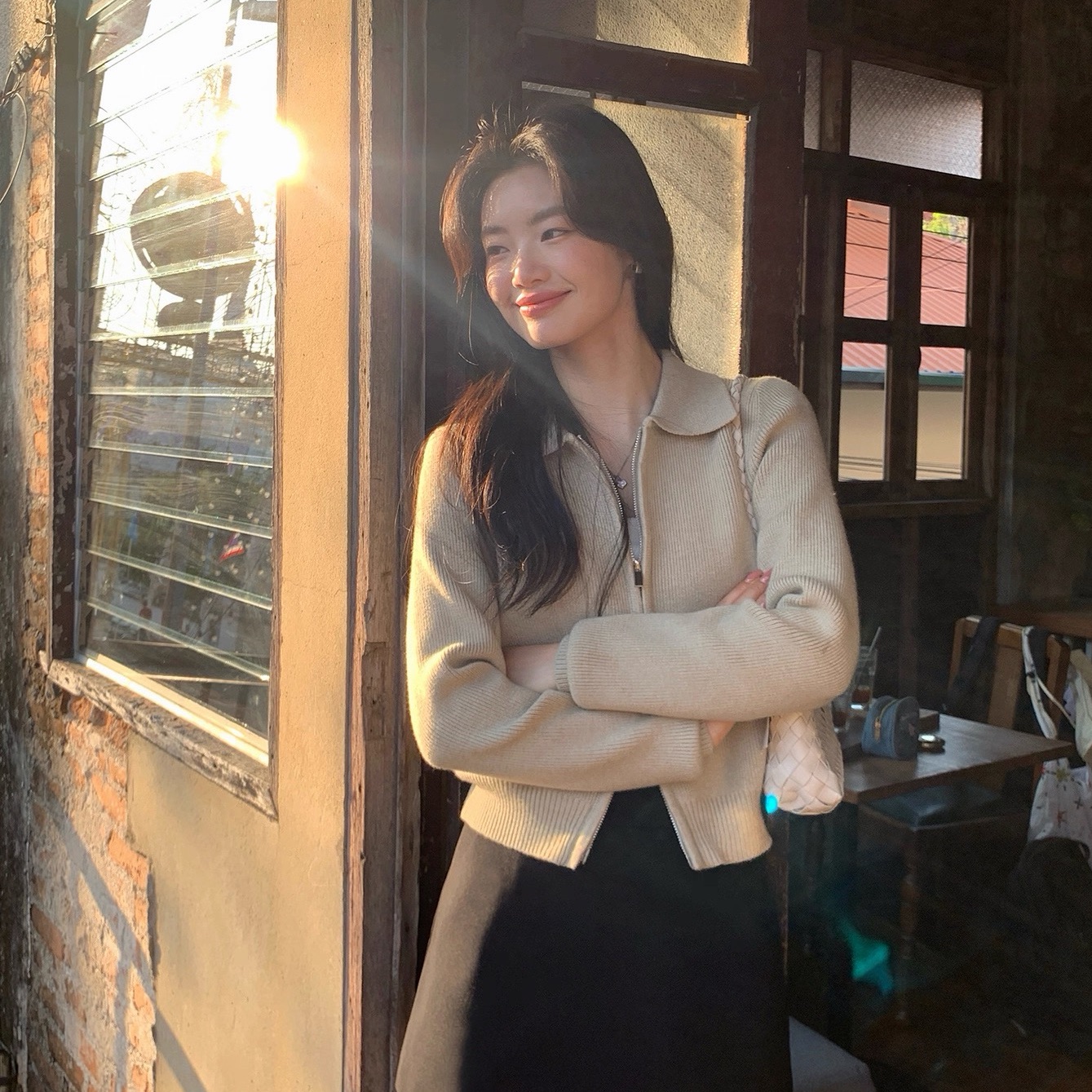 【红色】3868开衫外套超柔软高品质POLO领上衣