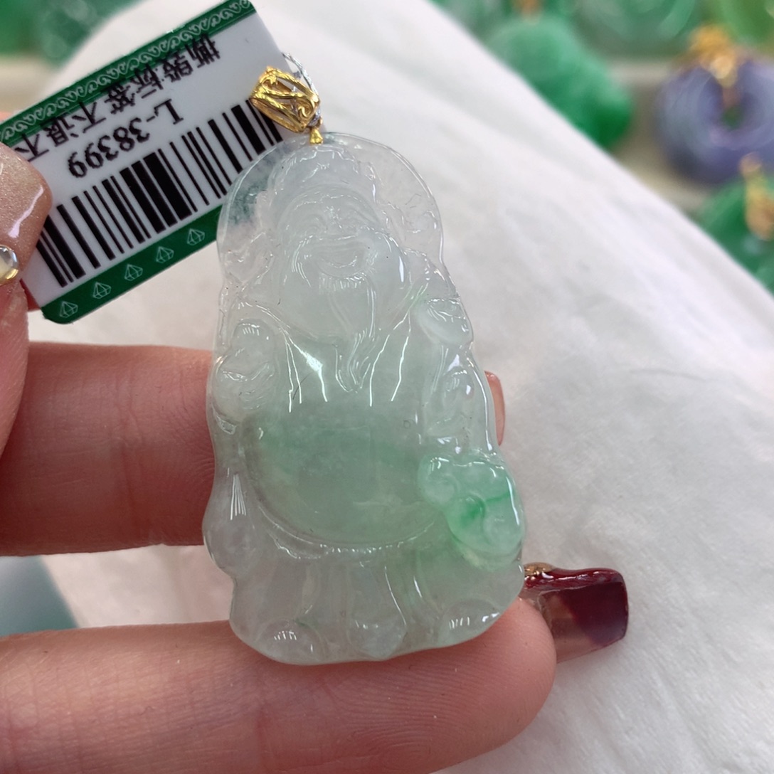 翡翠吊坠(不含链)18K金镶嵌