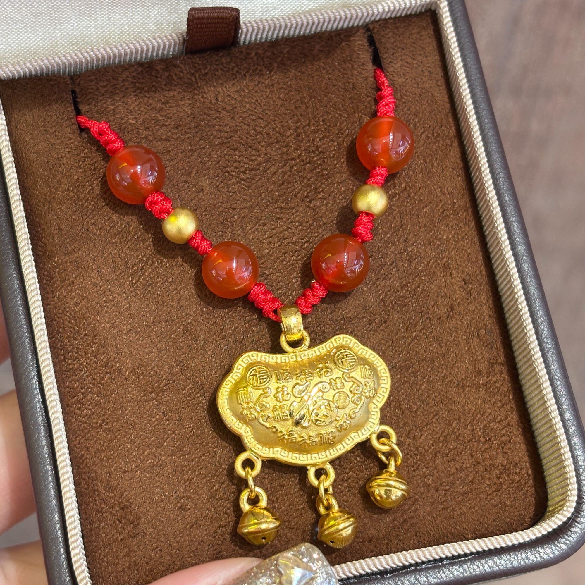 【伟新源】足金999 硬金工艺 满福宝宝铃铛锁5.11克（可抽拉）