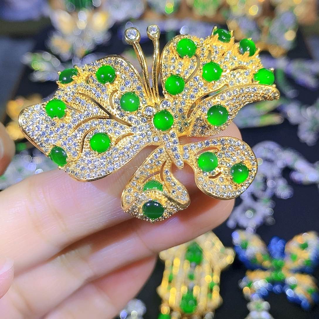 吊坠(不含链)银S925镶嵌翡翠