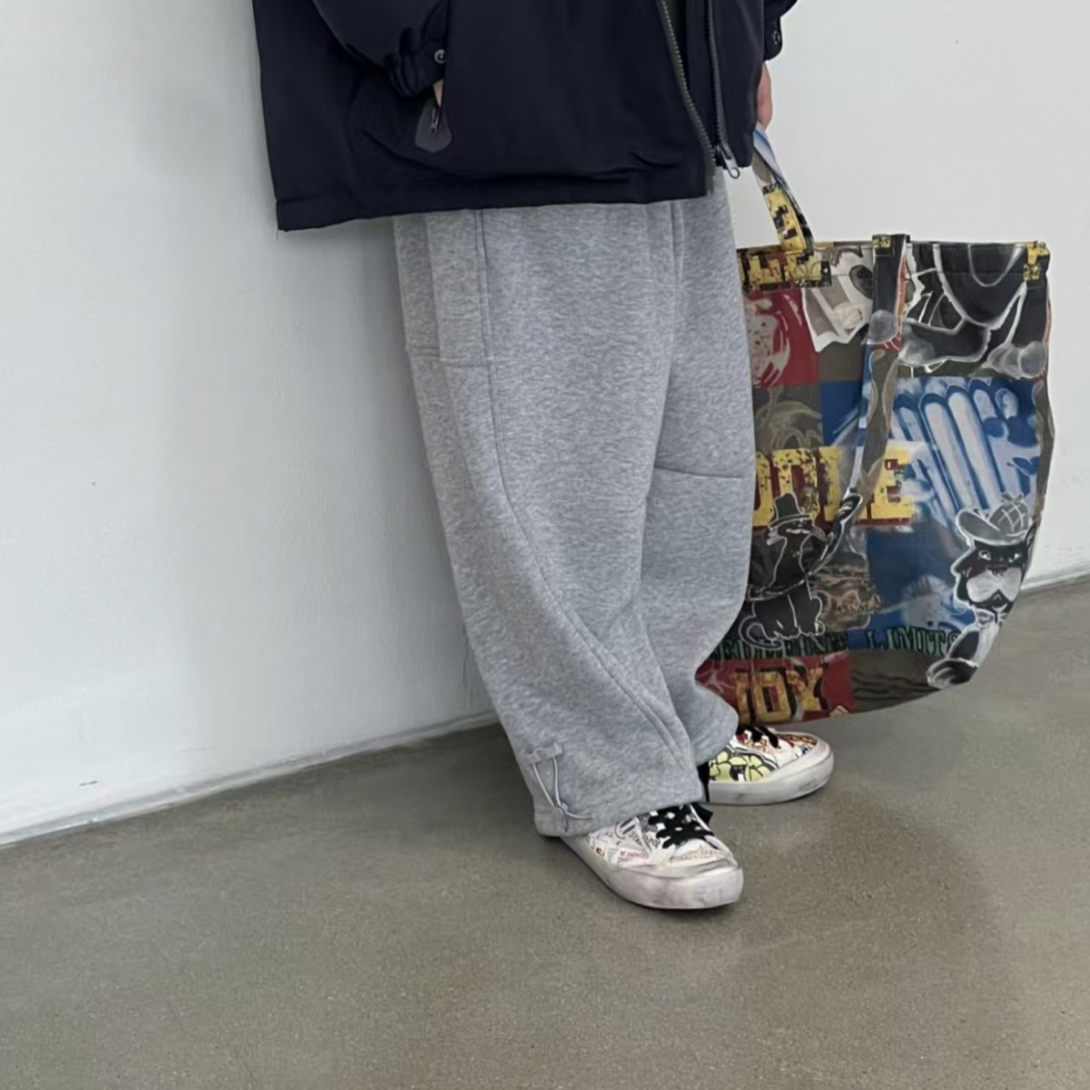 深秋冬新款加绒卫裤适合久坐中大童休闲宽松百搭直筒长裤