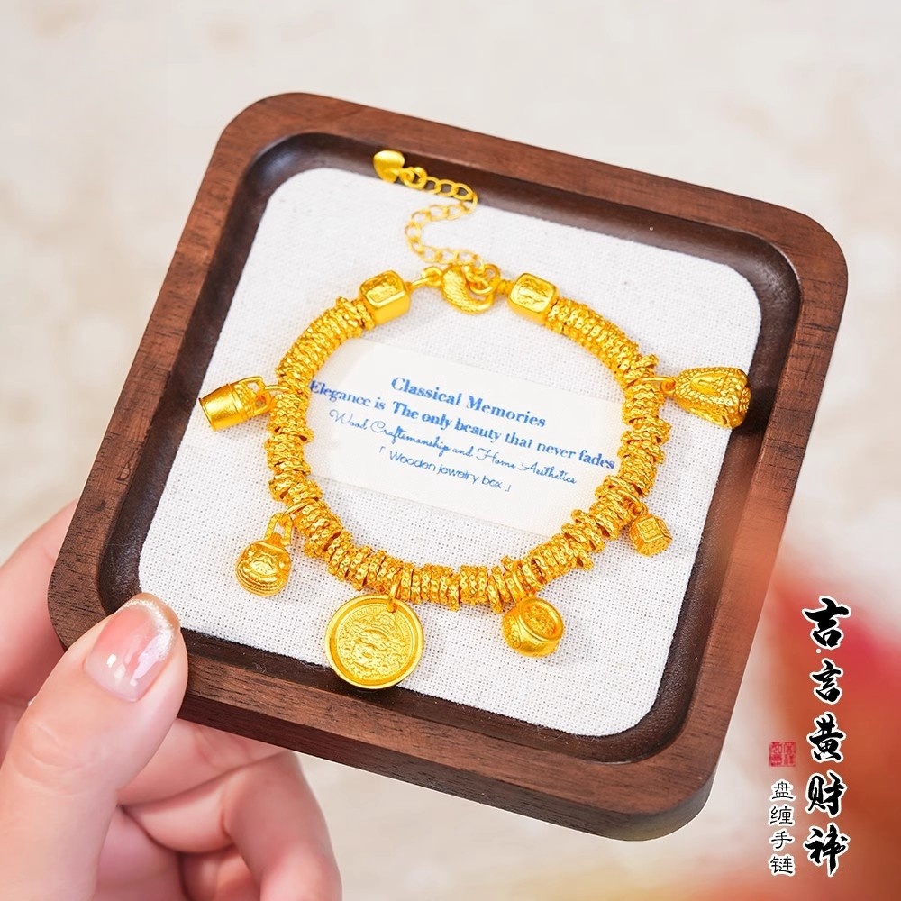 铜合金手链 黄财神盘缠藏式手链古法传承工艺手饰编织国潮手绳