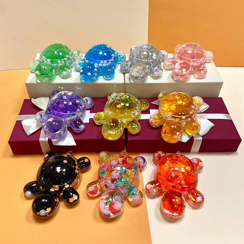 亚克力入油乌龟流沙小摆件抖音对对碰莉莉丝招财猫盲袋桌面小礼品