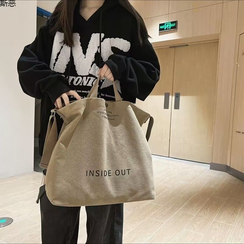 帆布斜挎包女款手提包通勤包大学生上课包单肩包大容量跨境