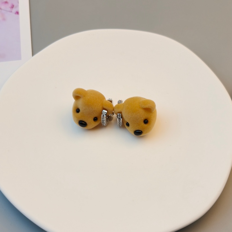 铜合金锆石耳饰 个性百搭耳饰 大头熊耳饰耳钉耳环 6010