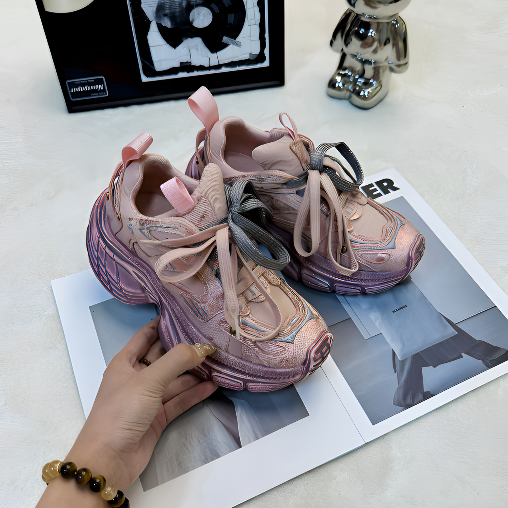 时尚复古老爹鞋女厚底增高透气百搭休闲运动鞋25LF0067