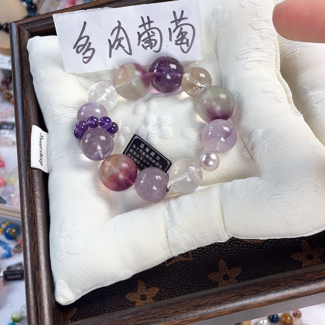 水晶手链银S925镀金镶嵌