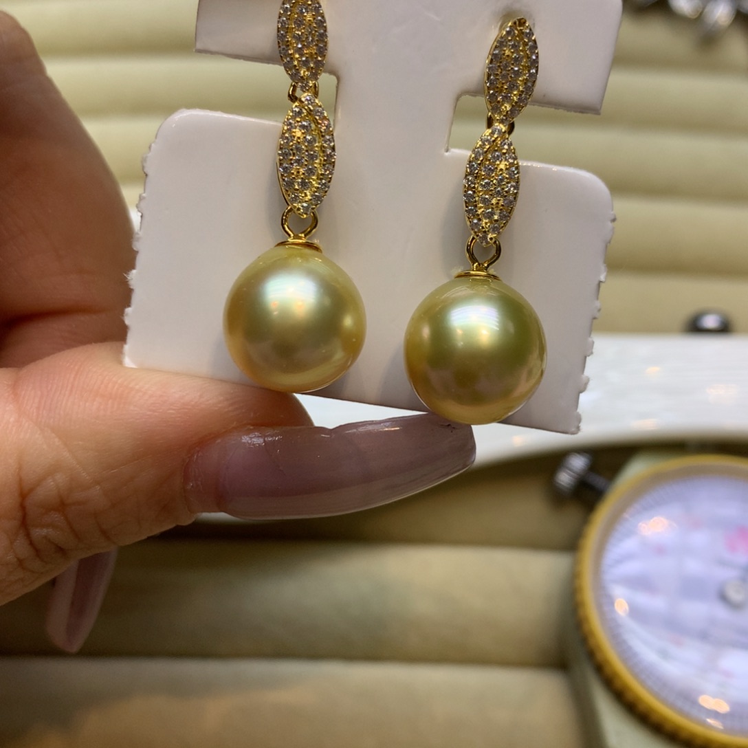 银S925镶嵌耳饰海水珍珠