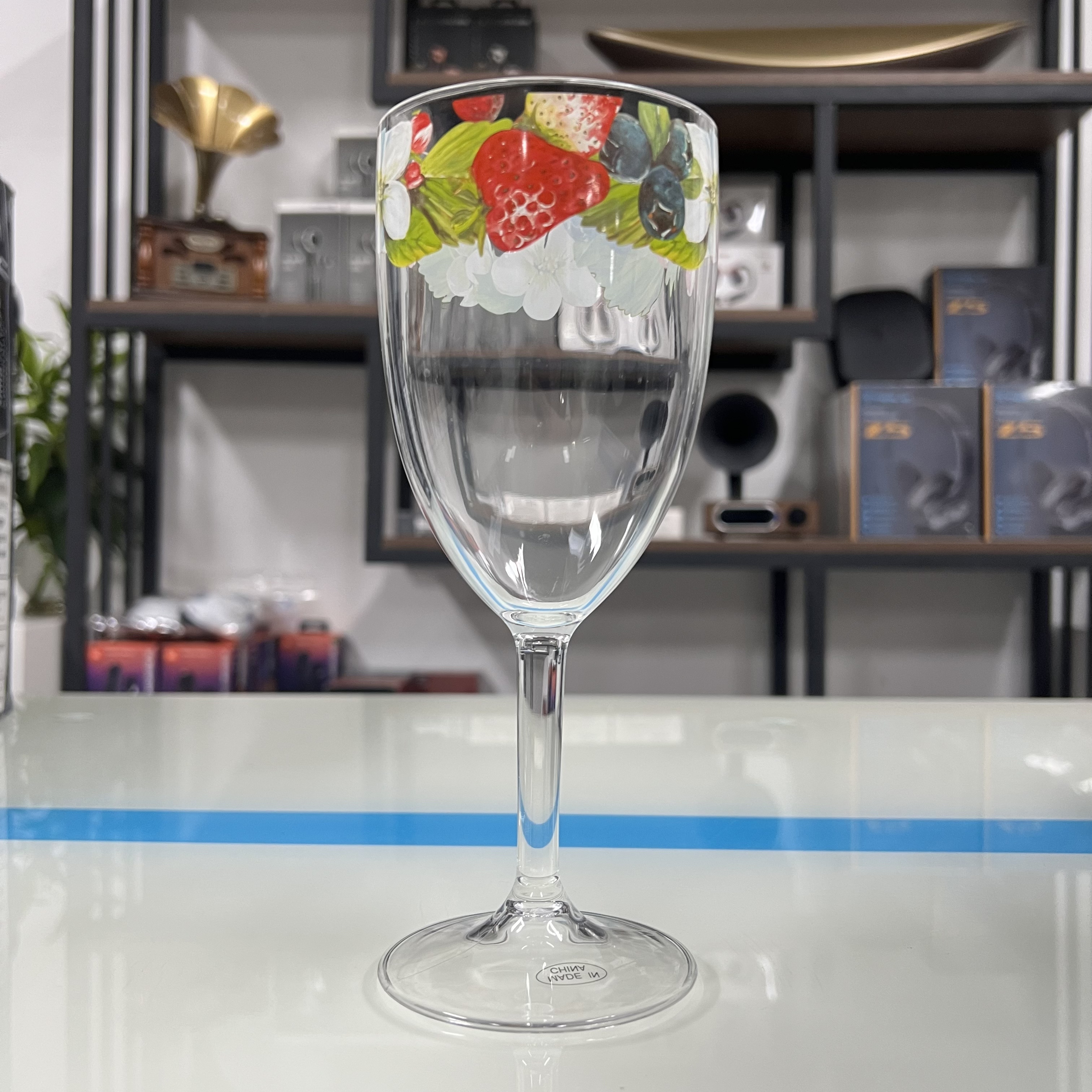 准新品  花纹亚克力高脚杯 红酒杯