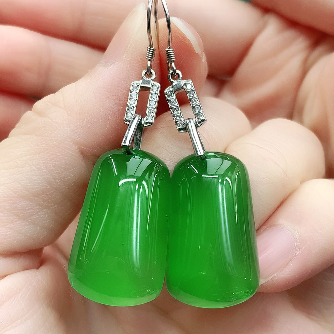 银S925镶嵌耳坠玛瑙/玉髓