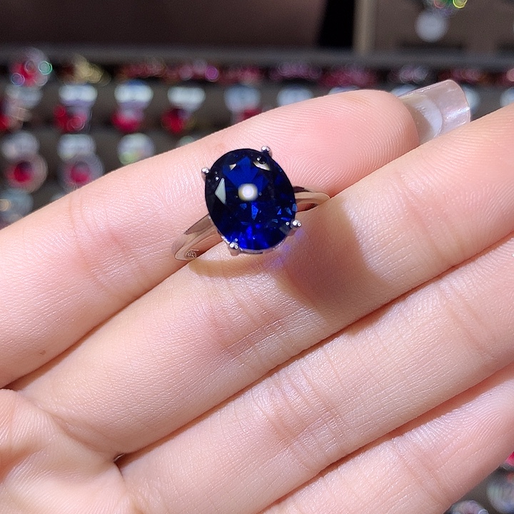 925银皇家蓝戒指白911