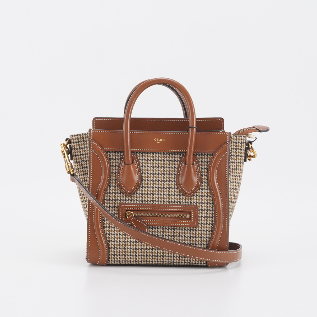 95新 Celine/思琳 luggage帆布拼牛皮手提斜挎包/BGK802520009