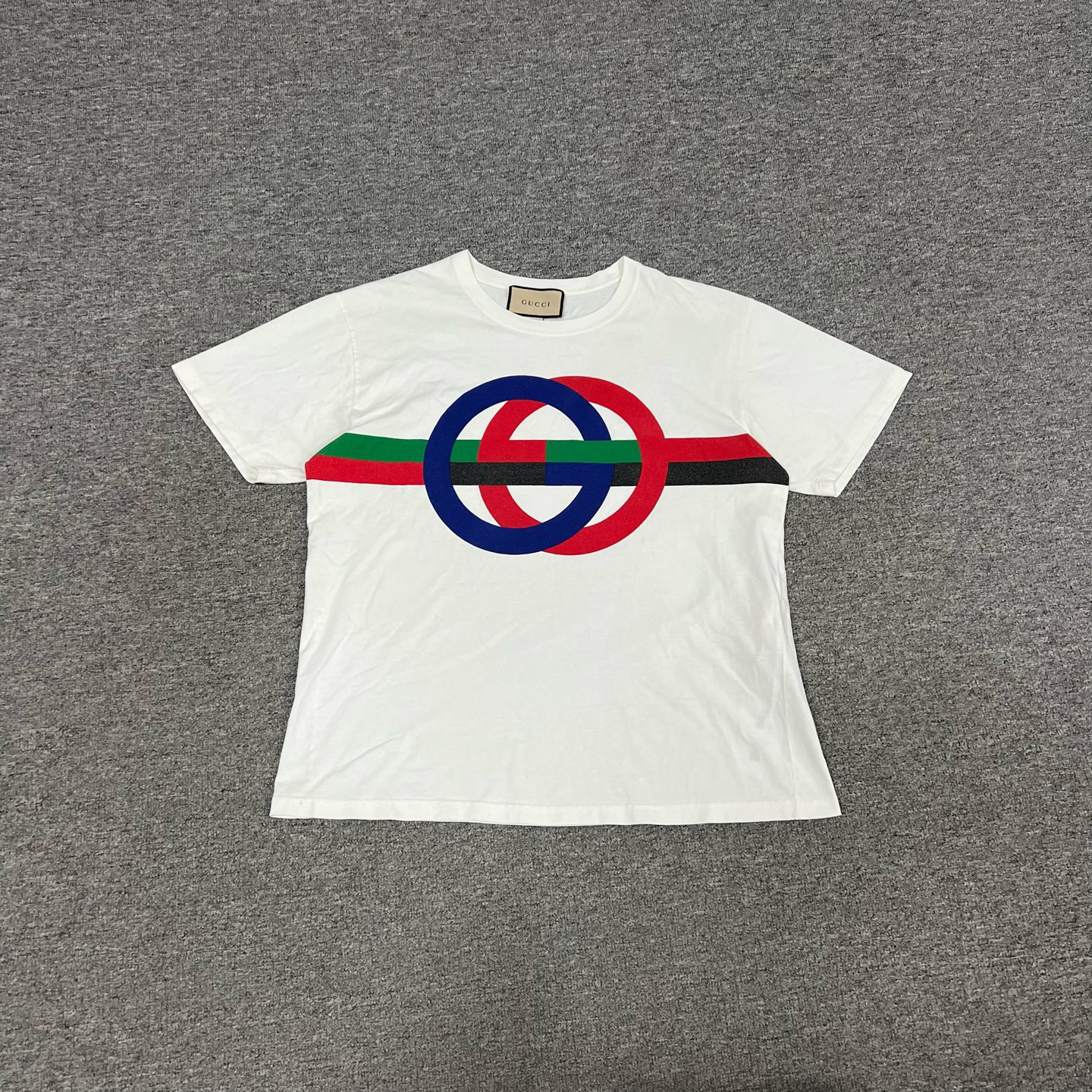 95新 GUCCI/古驰 Gucci 古驰条纹logo 短袖 99新 m码