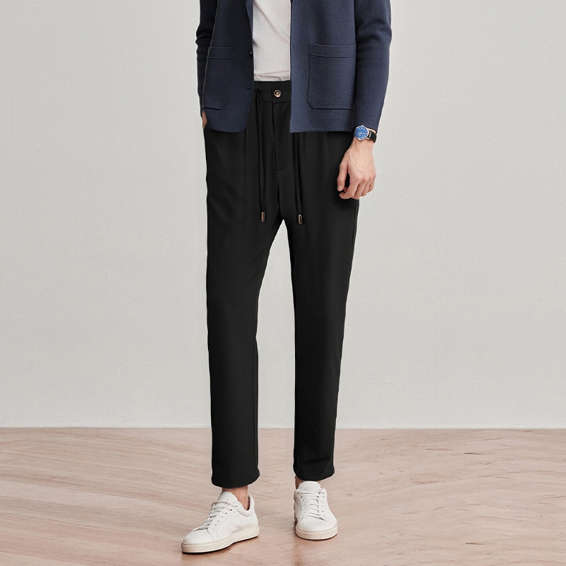 【欧范轻奢】老钱垂顺麻感休闲裤免烫抗皱透气长裤（拉链款）25001