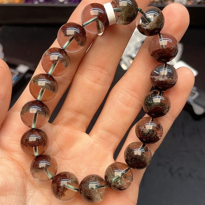 水晶手链未镶嵌18绿幽灵12mm