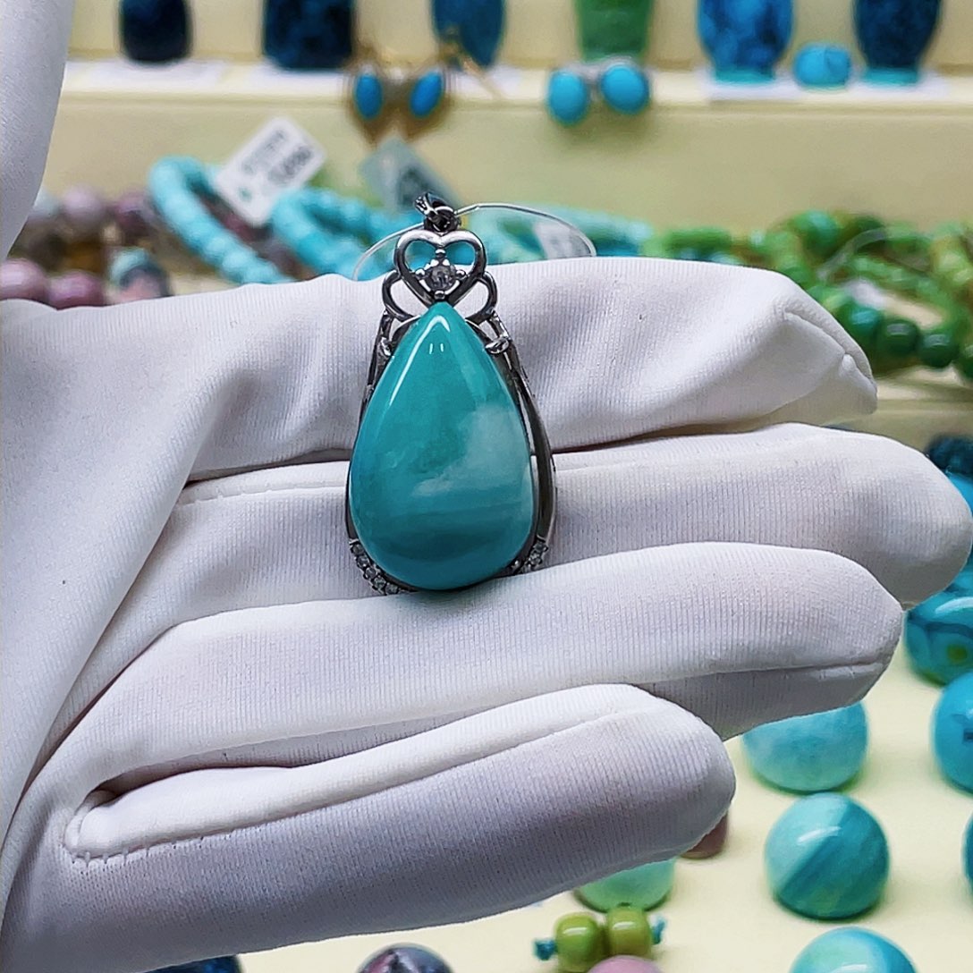 绿松石颈饰银S925镶嵌