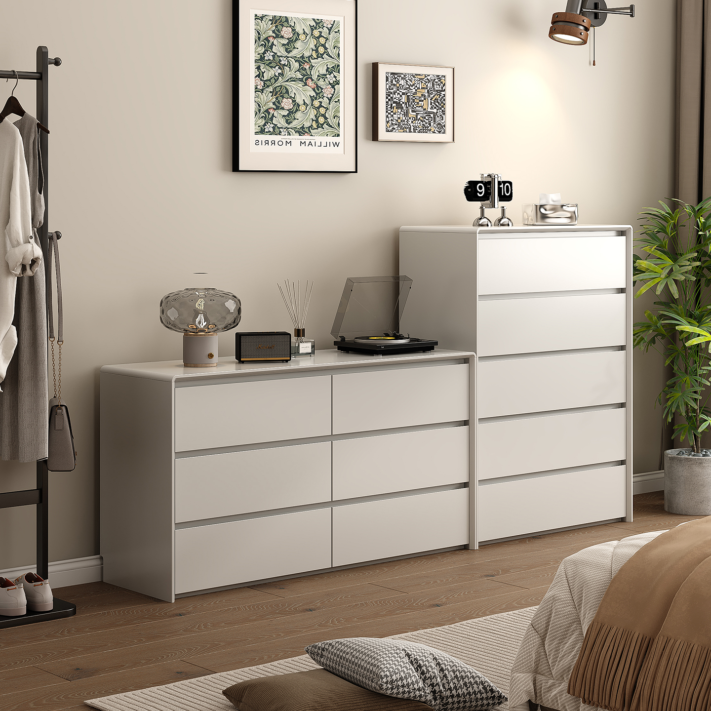 实木奶油风柜卧室家用收纳柜加宽台面大容量斗柜小户型储物柜