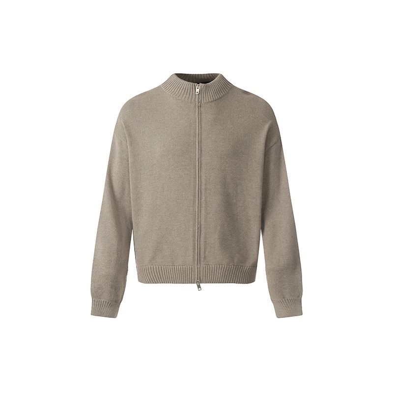 2024冬季新品实拍美式复古简约宽松开衫毛衣