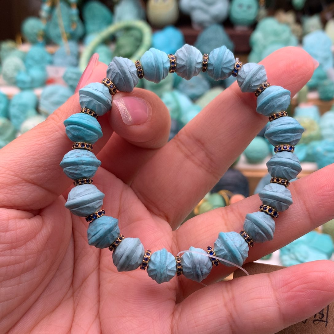 18K金镶嵌绿松石手链