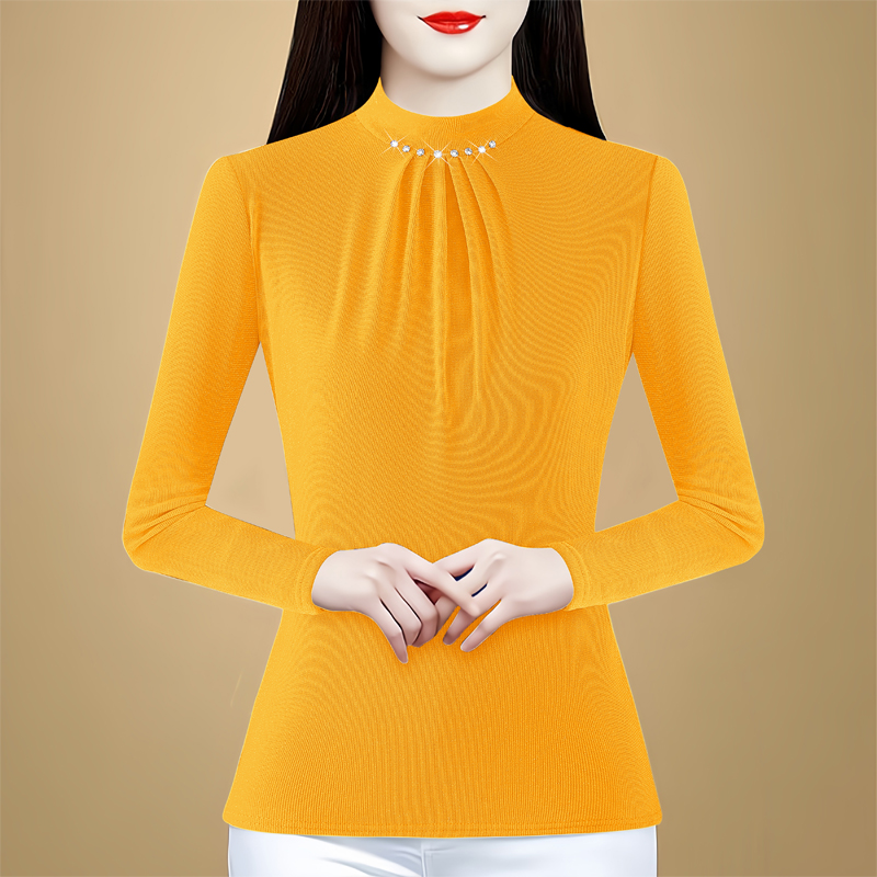 打底衫内搭长袖修身显瘦半高领秋冬加绒上衣女士新款妈妈洋气小衫