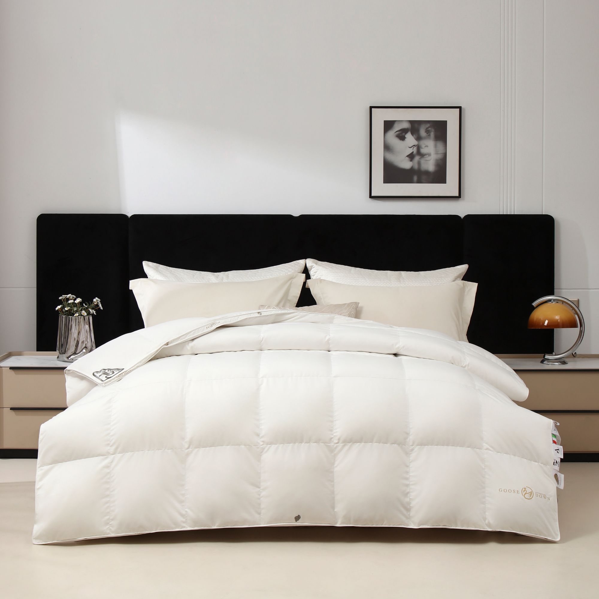 鹅绒小黑被 保暖鹅绒被极简风奢华冬被