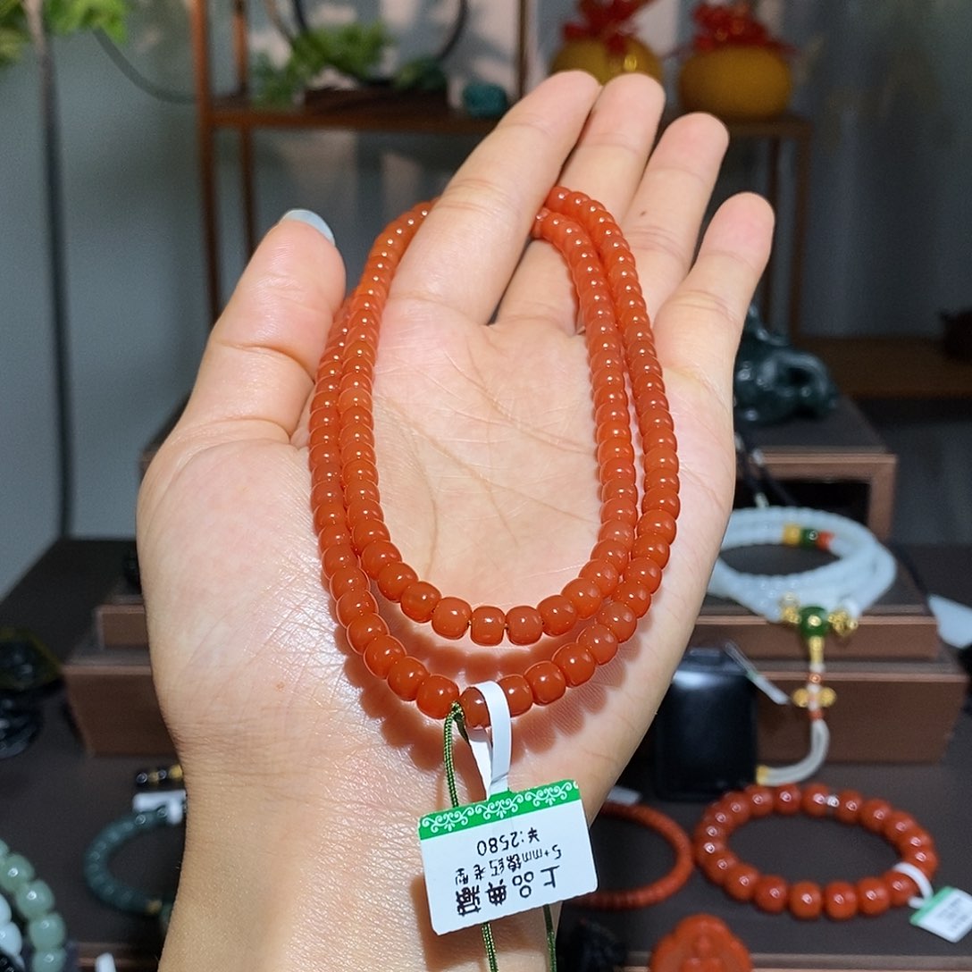 南红玛瑙卡5.7未镶嵌108佛珠