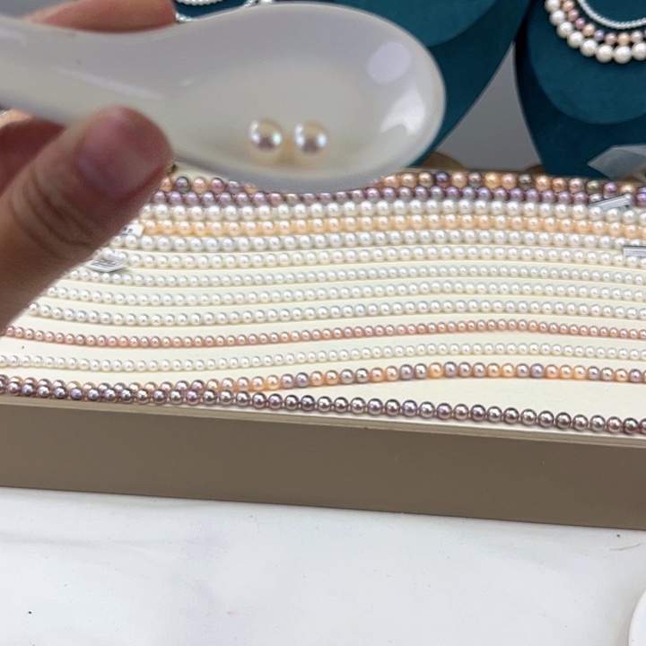 淡水珍珠耳饰银S925镶嵌卡7.8极光高品