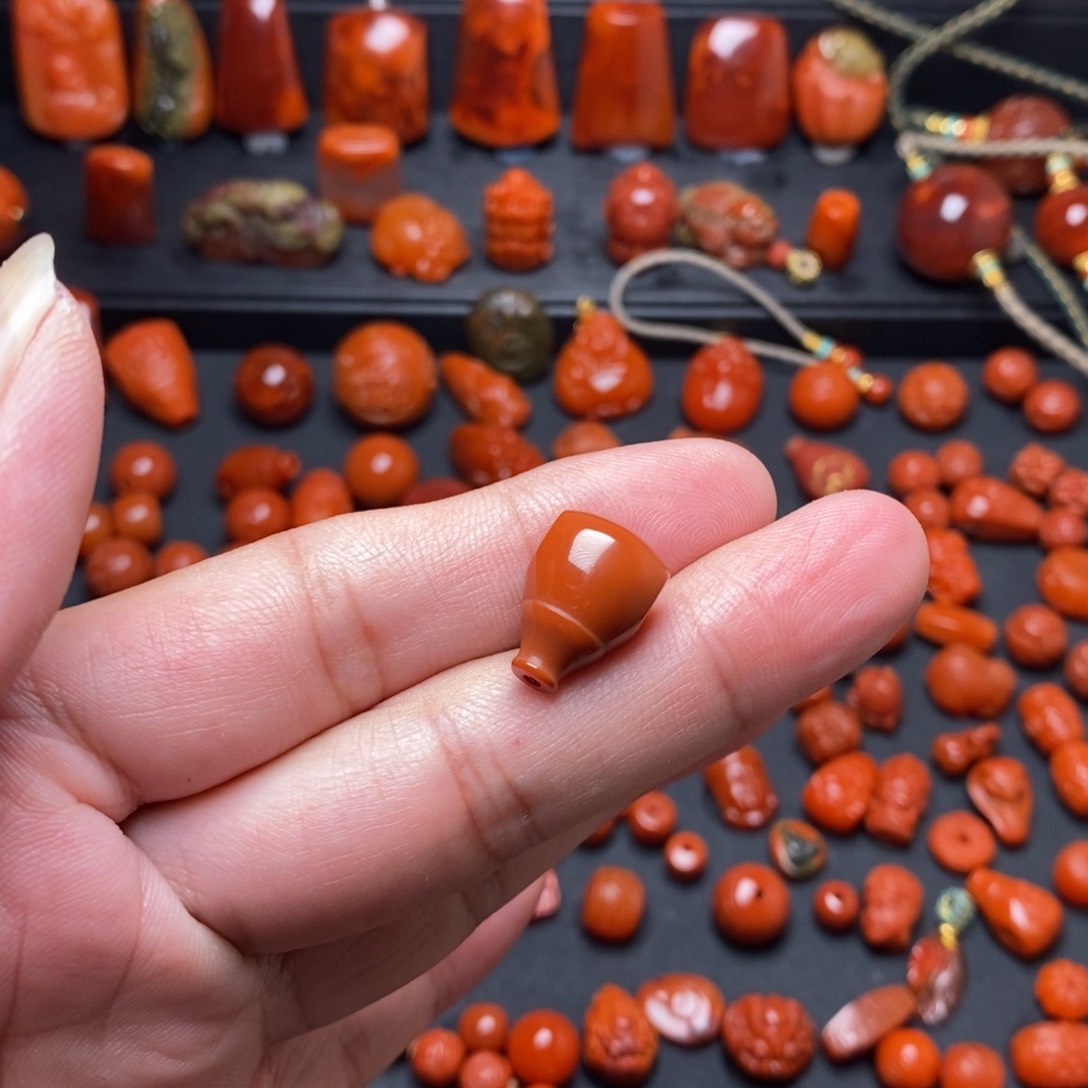 火***山南红玛瑙精工三通11.2未镶嵌