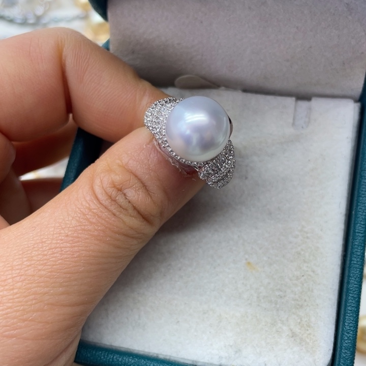 海水珍珠戒指银S925镶嵌