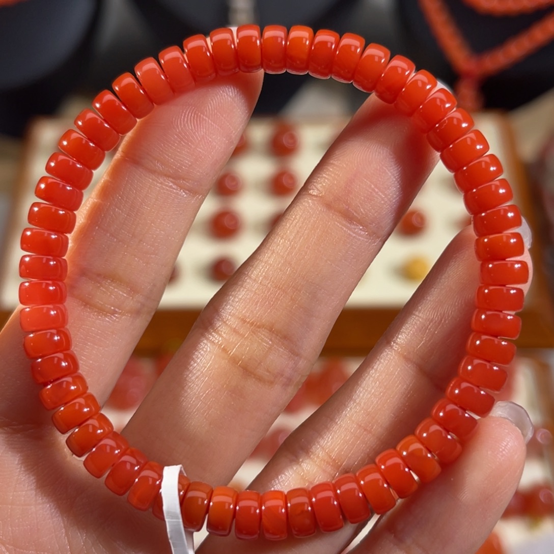 南红玛瑙未镶嵌直切药片手串 6mm