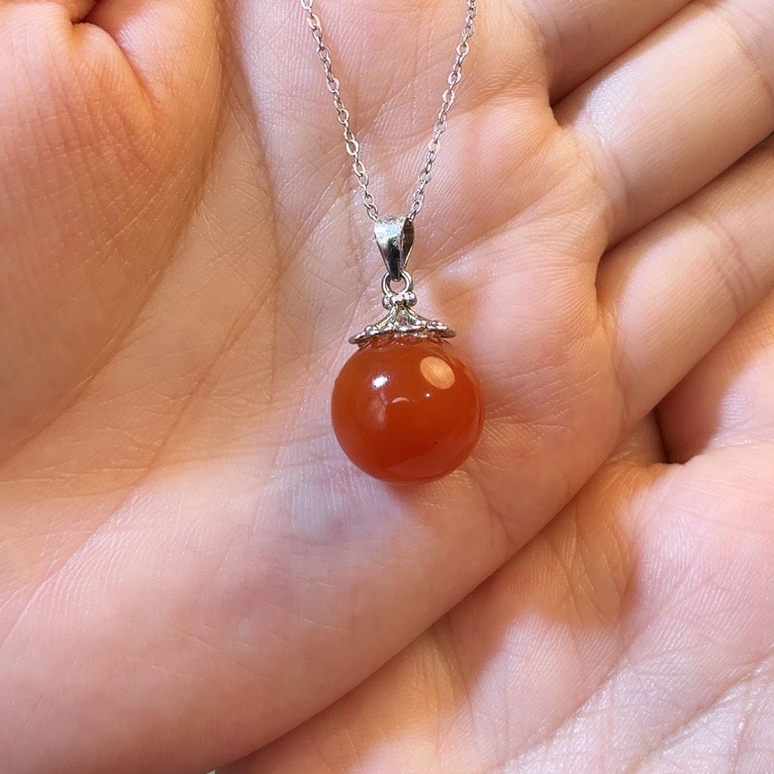 南红玛瑙银S925镶嵌颈饰