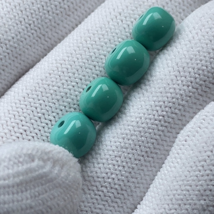 高瓷蓝绿色卡8老型一对