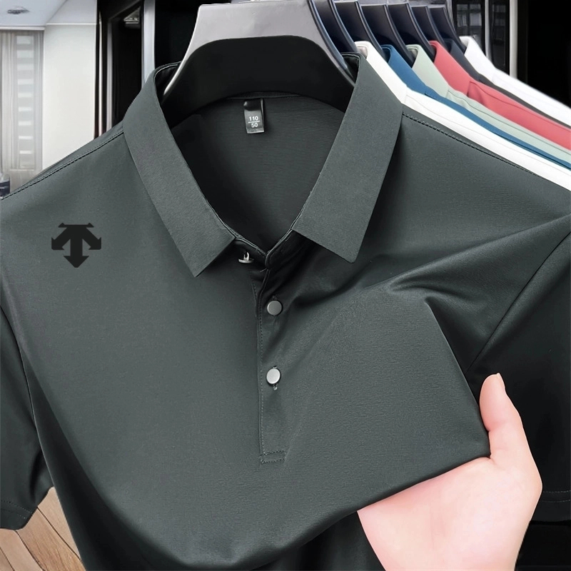 迪家夏季桑蚕丝短袖男Polo衫新款香港潮牌男士休闲薄款透气上衣