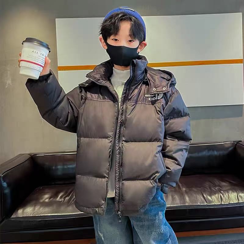 儿童休闲加厚连帽简约休闲棉服2025冬季新款男童女童中大童A-398