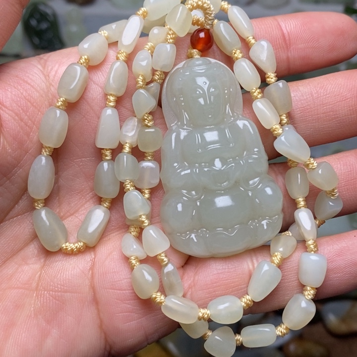 和田玉玉石观音挂件未镶嵌