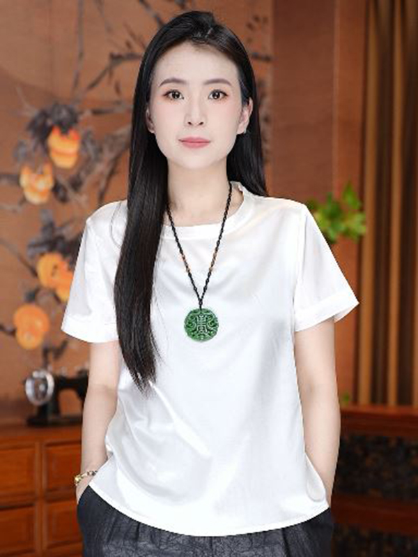 栖栖沐染春夏新款桑蚕丝净版上衣新中式宽松中国风女士T恤50822