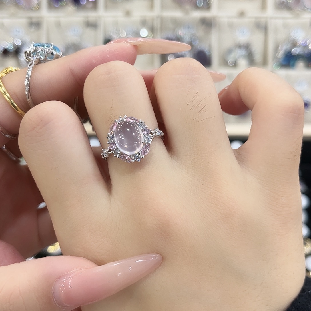 E****戒指银S925镶嵌芙蓉石