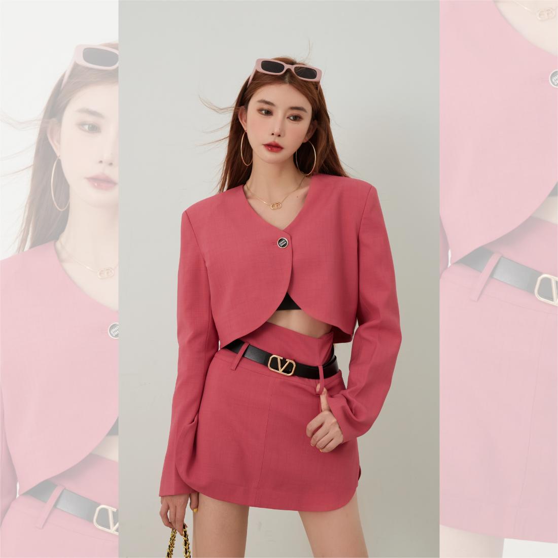 【婉君】复古法式修身显瘦长袖西装外套LWJ23C3TZ637