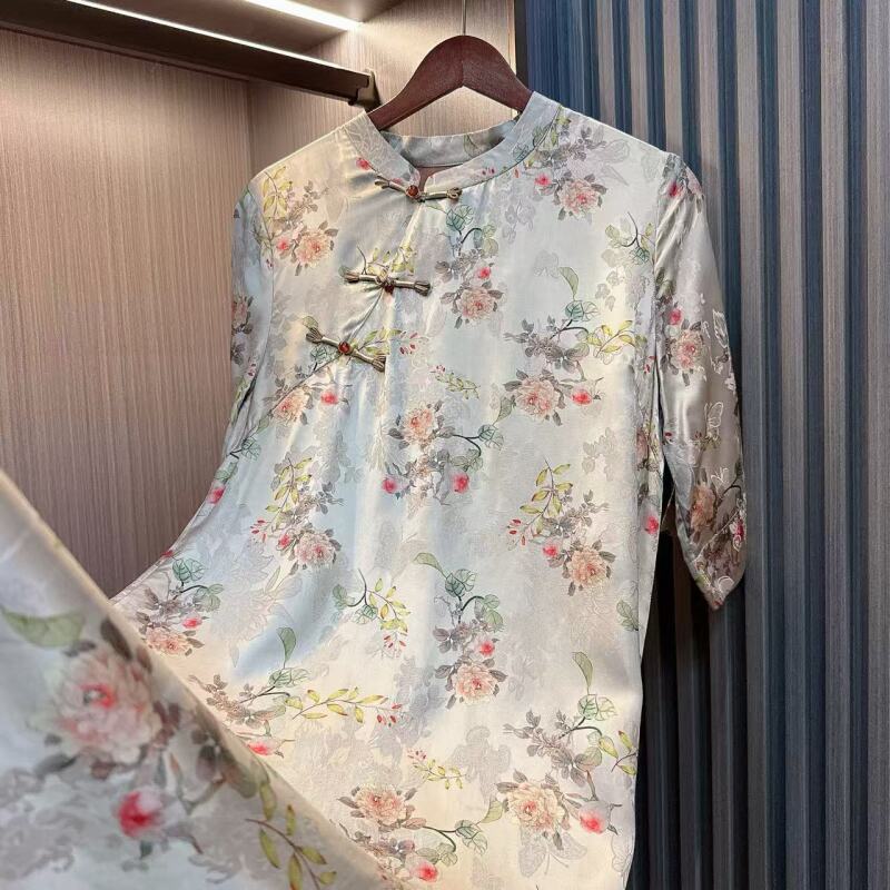 芳霏-4-气质旗袍裙新中式斜襟新款改良国风盘扣连衣裙