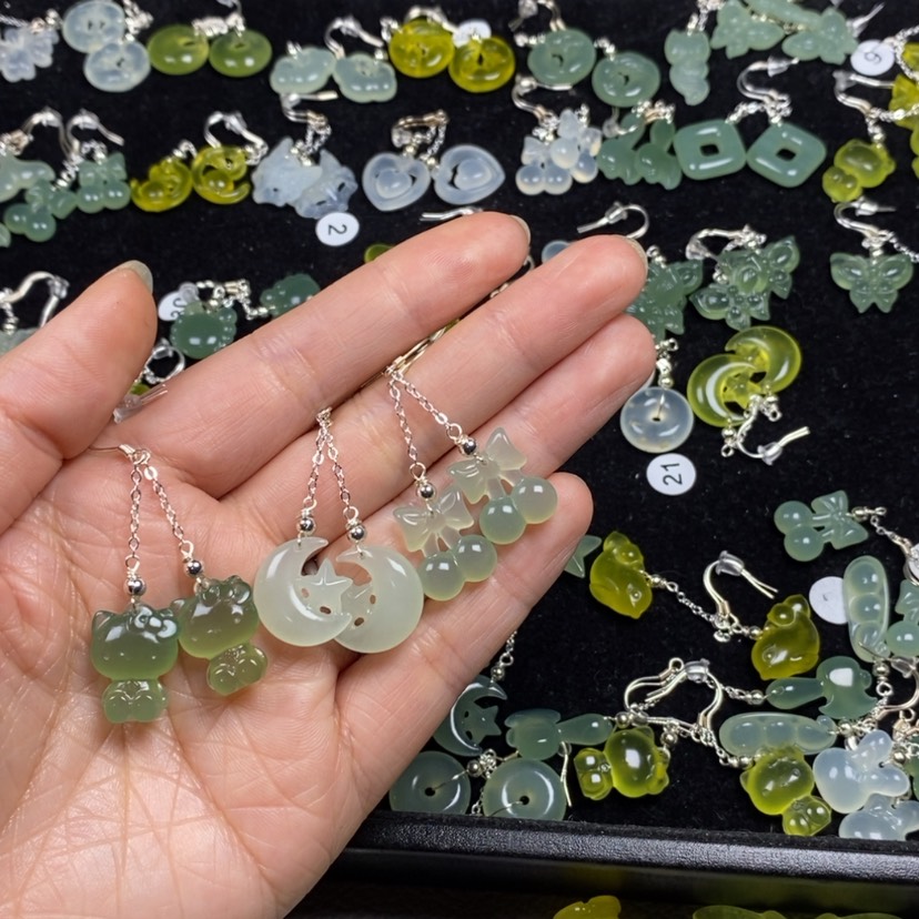 【闪购商品】蛇纹石玉挂件耳饰耳环项链未镶嵌陌**⭐